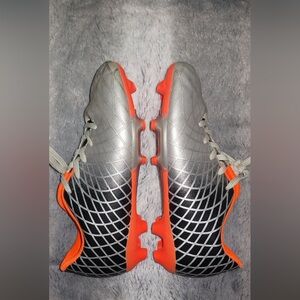 Boys Silver and Orange Soccer Cleats